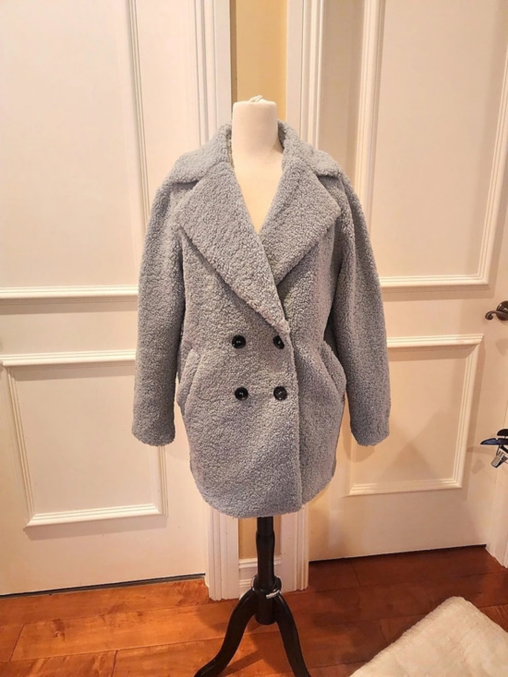 H&M Teddy Coat Gray Small NWT